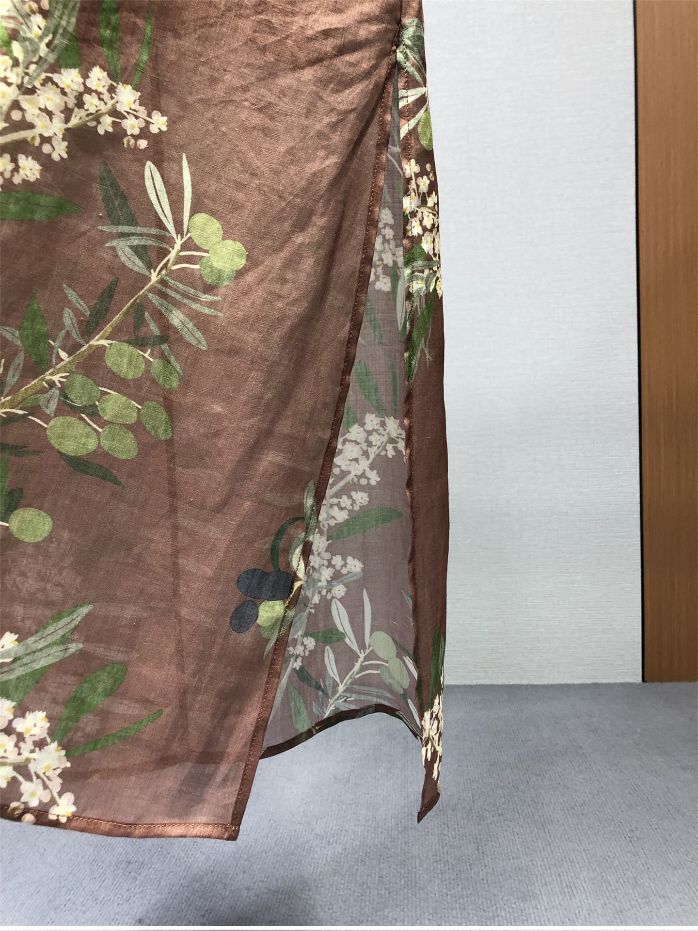 사소한 고급 라미 프린트 조끼 여성 드레스 유럽 상품 여름 새로운 트임 품격 롱 스커트 상세 이미지 9