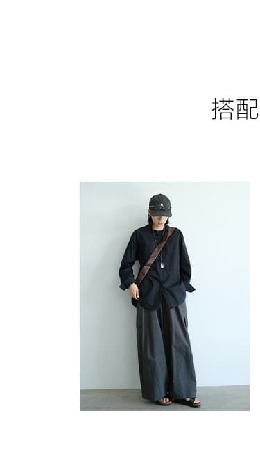 새로운 한 부서 고유 한 디자인 센스 하이웨이스트 캐주얼 바지 여성 가을 면 아마 허리밴드 풍선 슬림해 보이는 롱 바지 상세 이미지 2