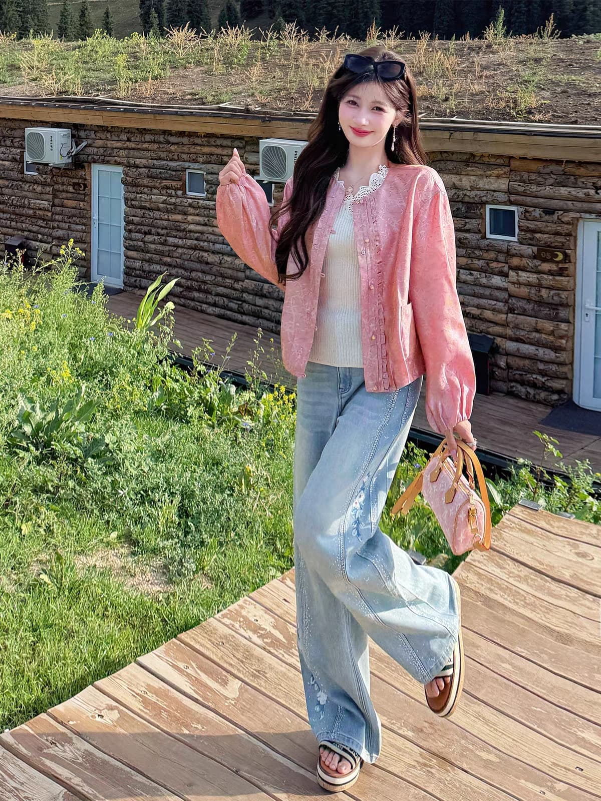 잉여금 도자기 품질 빛과 그림자 꽃 신 어둠 곡물 자카드 새로운 중식 여성 셔츠 이른 가을 레이스 디자인 센스 국풍 맨위 상세 이미지 10