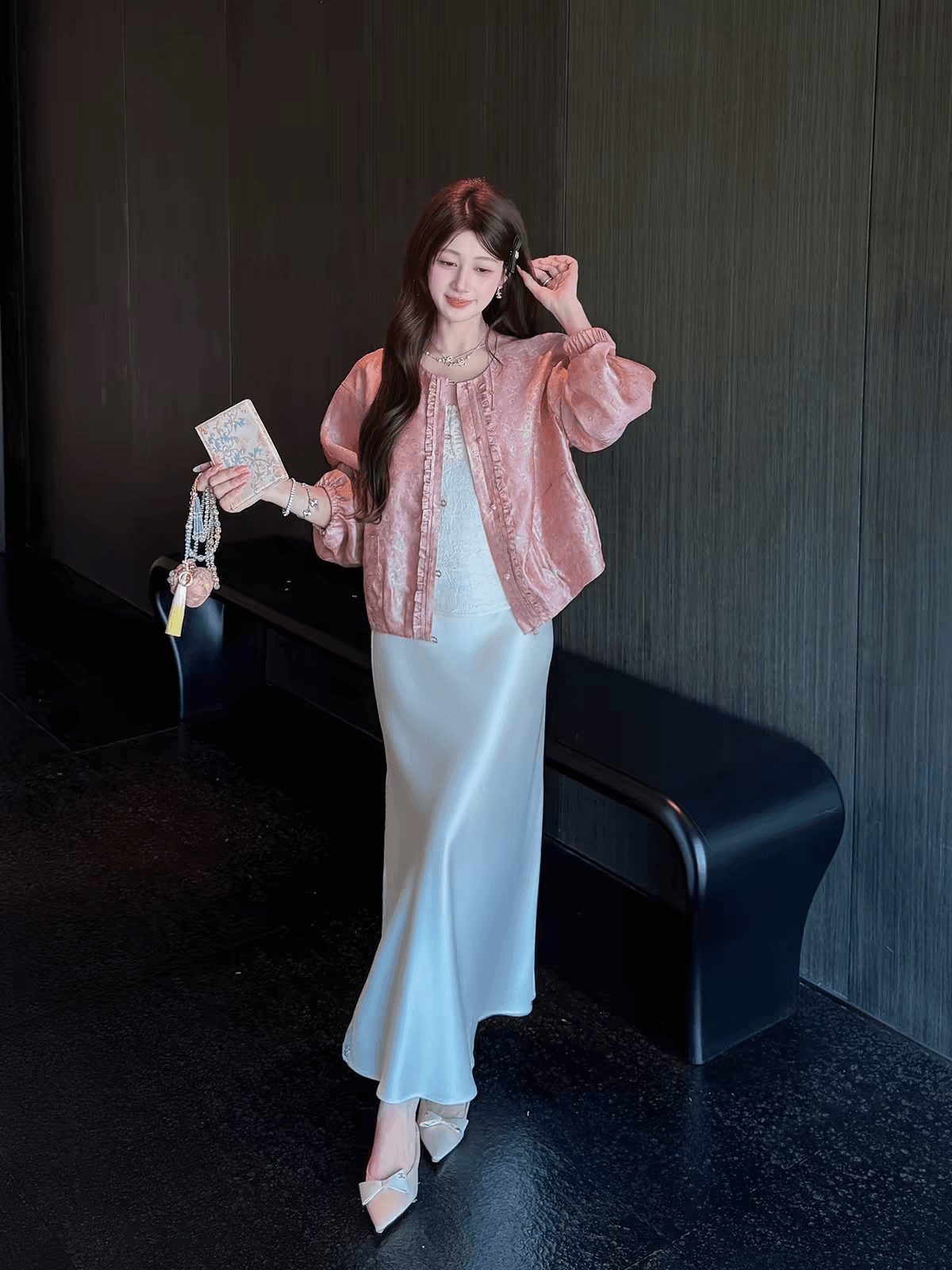 잉여금 도자기 품질 빛과 그림자 꽃 신 어둠 곡물 자카드 새로운 중식 여성 셔츠 이른 가을 레이스 디자인 센스 국풍 맨위 상세 이미지 12