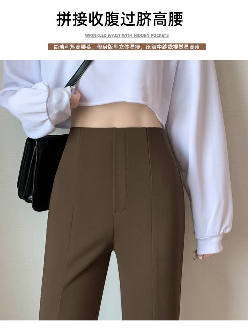 실사 새로운 트임 마이크로 나팔 바지 몸매 가꾸기 슬림해 보이는 한국 스타일 하이웨이스트 캐주얼 긴 바지 여성 상세 이미지 7