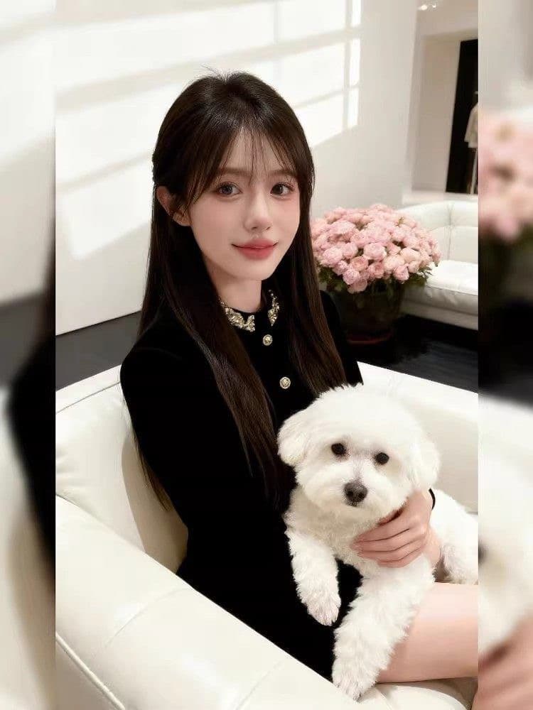 프랑스식 명문 여성 작은 샤넬 스타일 니트 오픈 가디건 스웨터 여성 코트 가을 겨울 품격 맨위 플리츠 반신 스커트 투피스 세트 이미지 4