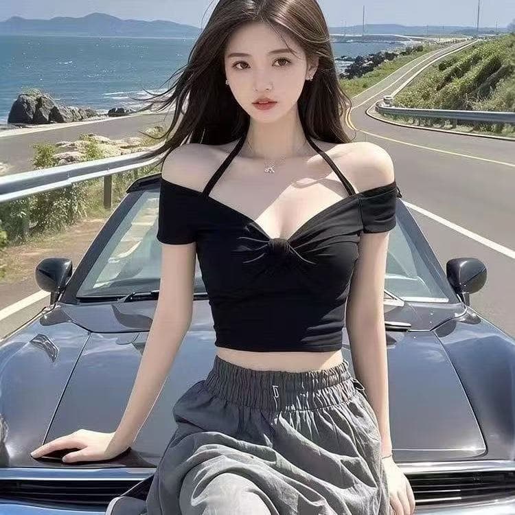 여름 새로운 모달 반팔 달콤함 신선함 슬립 쇼트 스타일 보트넥 몸매 가꾸기 슬림해 보이는 맨위 상세 이미지 6