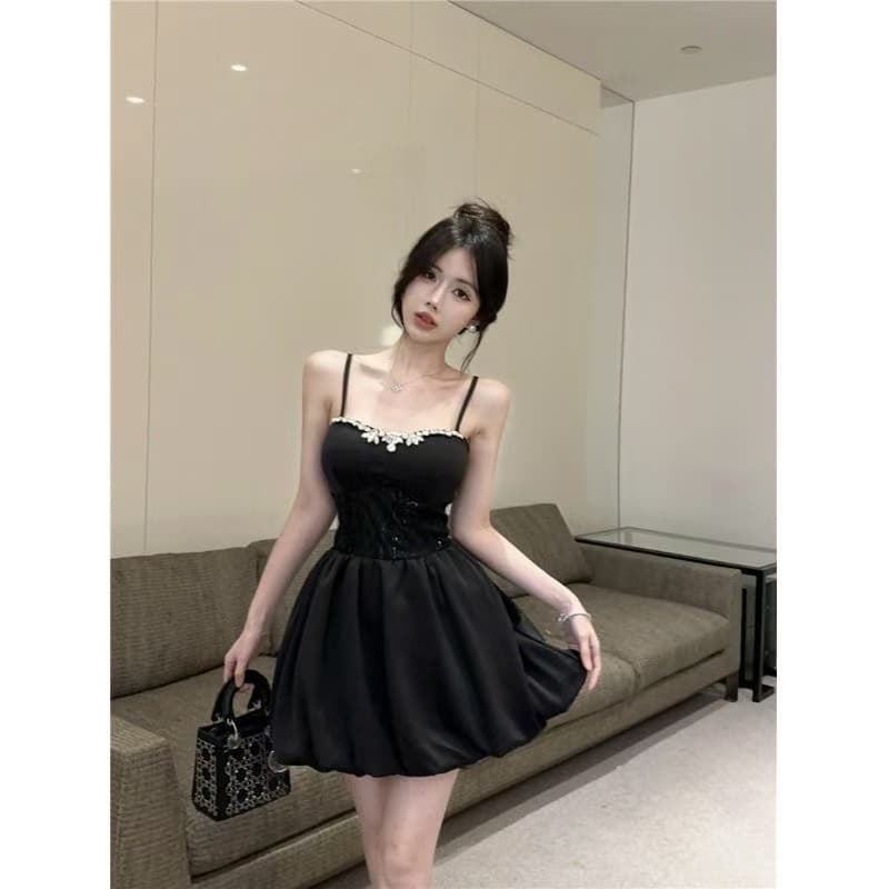 순수한 욕망 천 골드 명문 여성 무거운 작업 못 훈련 슬립 여성 드레스 여름 몸매 가꾸기 허리 수축 한 마디 공주 꽃밭 미니 스커트 이미지 3