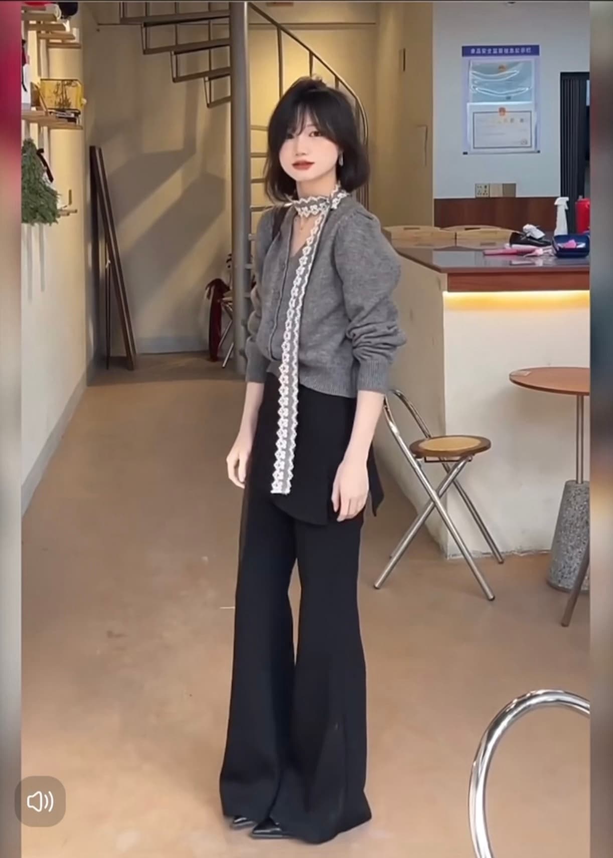 한 부서 디자인 센스 페이크 레이어드 랩스커트팬츠 부츠컷 길다 치마바지 여성 봄 새로운 하이웨이스트 슬림해 보이는 바닥 청소 캐주얼 긴 바지 상세 이미지 4