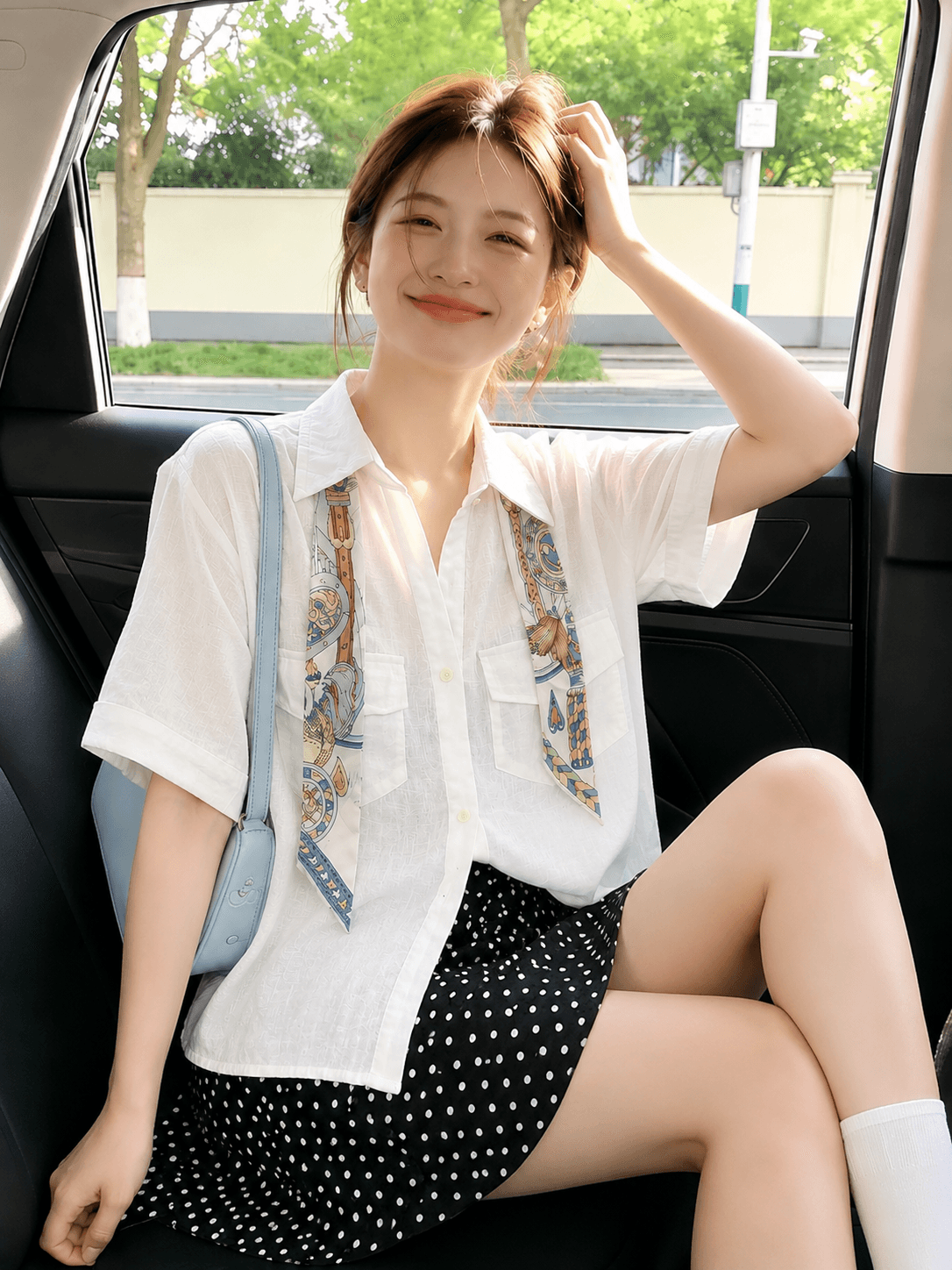 익스트림 제인 화이트 반팔 여성 셔츠 여름 패션 외국 가스 작은 셔츠 우아함 오래된 돈 바람 루즈핏 통기성 셔츠 상세 이미지 2