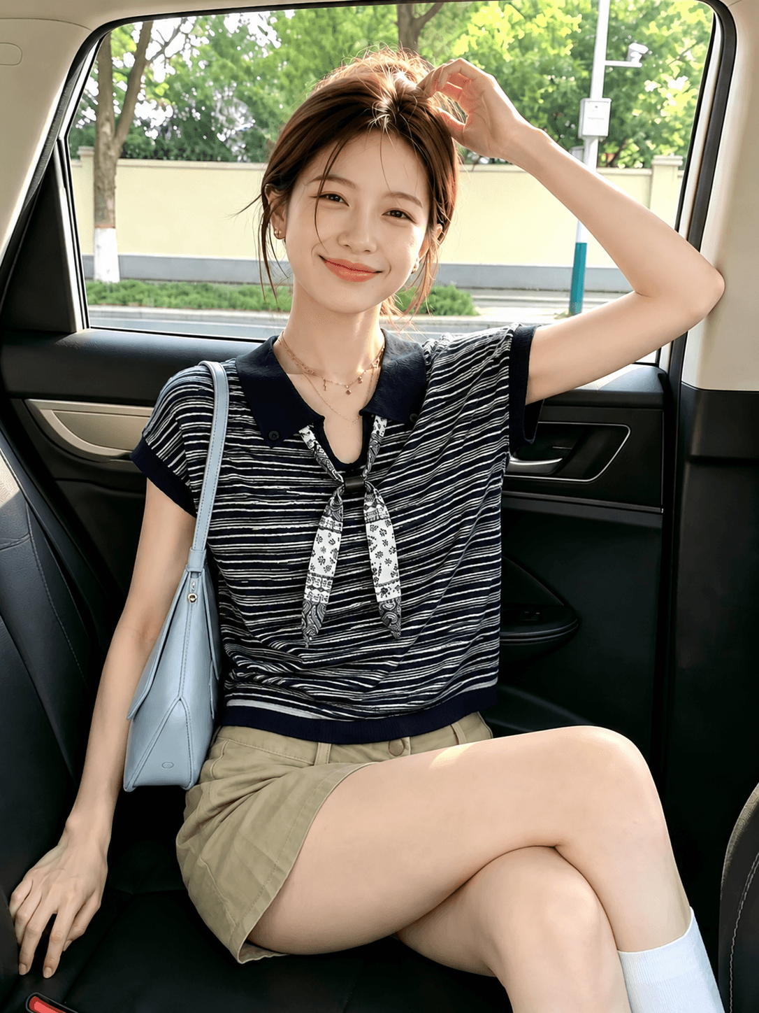 2026 새로운 레트로 프랑스식 스트라이프 polot 셔츠 경기 스카프 디자인 통기성 슬림해 보이는 배색 폴로 칼라 맨위 여성 이미지 3
