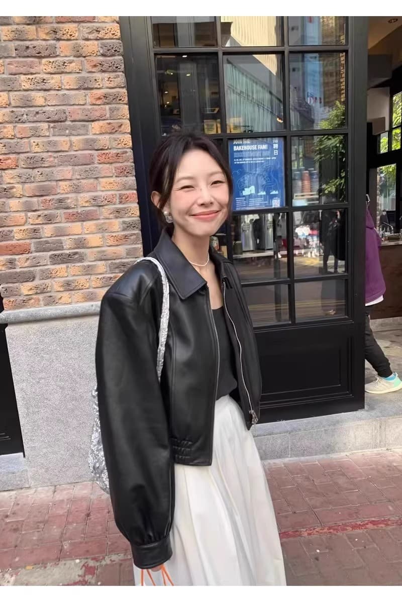 26 이른 봄 검정색 쇼트 스타일 연령 감소 가죽 재킷 여성 코트 재킷 고급 센스 고유 한 슈퍼 잘 생긴 작은 키 9991 상세 이미지 3