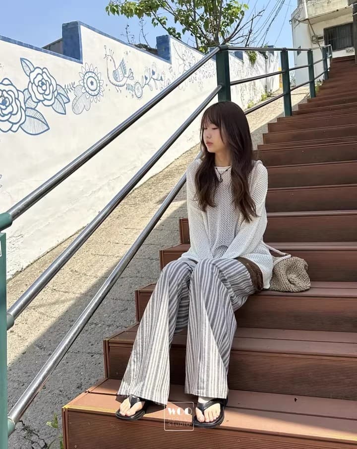 26 봄 여름 한국 측면 트임 술 루즈핏 긴팔 니트 스웨터 얇은 스타일 에어컨 자외선 차단 블라우스 1066 상세 이미지 1