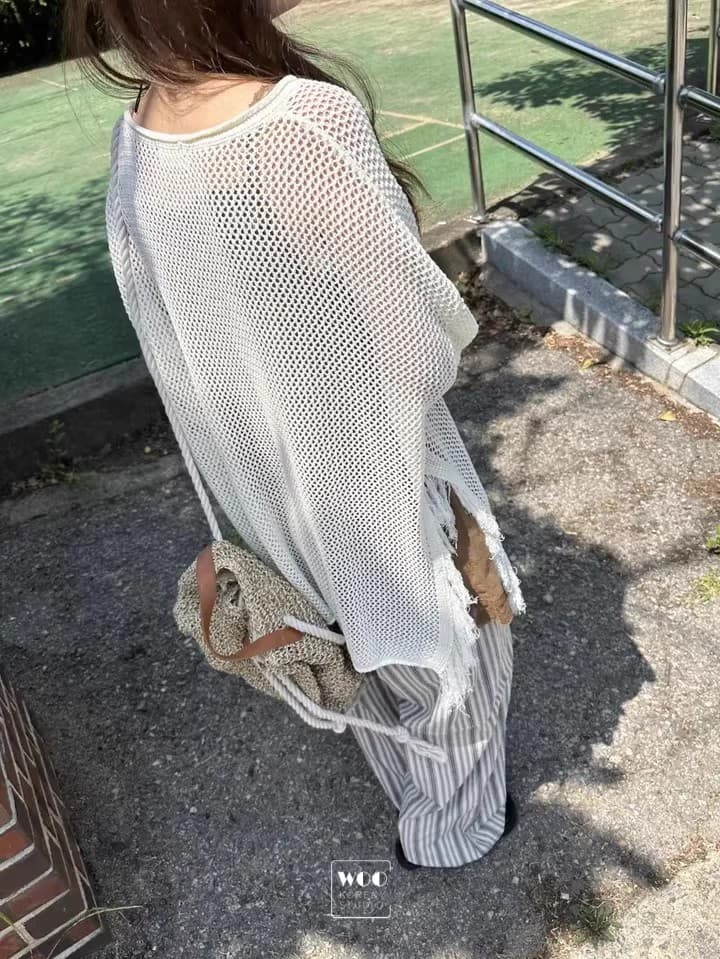 26 봄 여름 한국 측면 트임 술 루즈핏 긴팔 니트 스웨터 얇은 스타일 에어컨 자외선 차단 블라우스 1066 상세 이미지 5