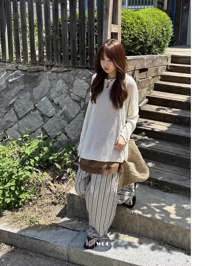 26 봄 여름 한국 측면 트임 술 루즈핏 긴팔 니트 스웨터 얇은 스타일 에어컨 자외선 차단 블라우스 1066 상세 이미지 13