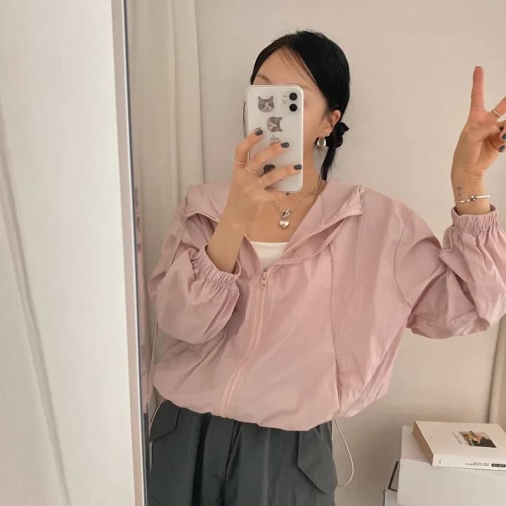 26 여름 ins 루즈핏 캐주얼 자외선 차단 얇은 스타일 여성 코트 ins 후드 자켓 작은 대중 셔츠 8781 상세 이미지 5