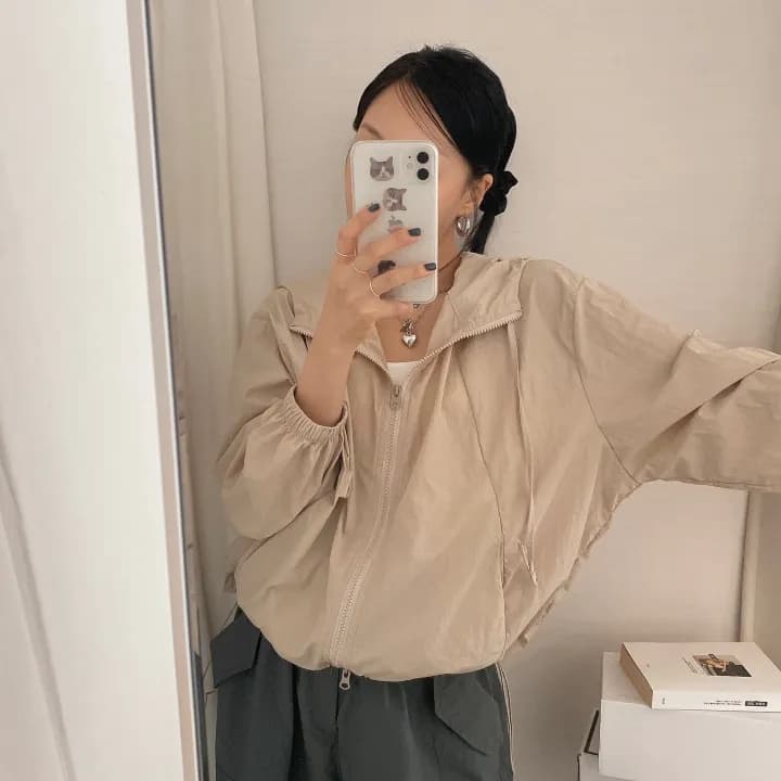 26 여름 ins 루즈핏 캐주얼 자외선 차단 얇은 스타일 여성 코트 ins 후드 자켓 작은 대중 셔츠 8781 상세 이미지 14