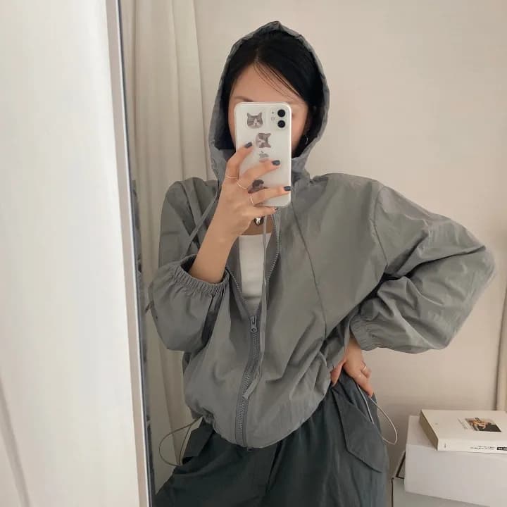 26 여름 ins 루즈핏 캐주얼 자외선 차단 얇은 스타일 여성 코트 ins 후드 자켓 작은 대중 셔츠 8781 상세 이미지 15