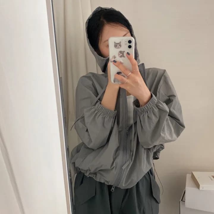 26 여름 ins 루즈핏 캐주얼 자외선 차단 얇은 스타일 여성 코트 ins 후드 자켓 작은 대중 셔츠 8781 상세 이미지 17