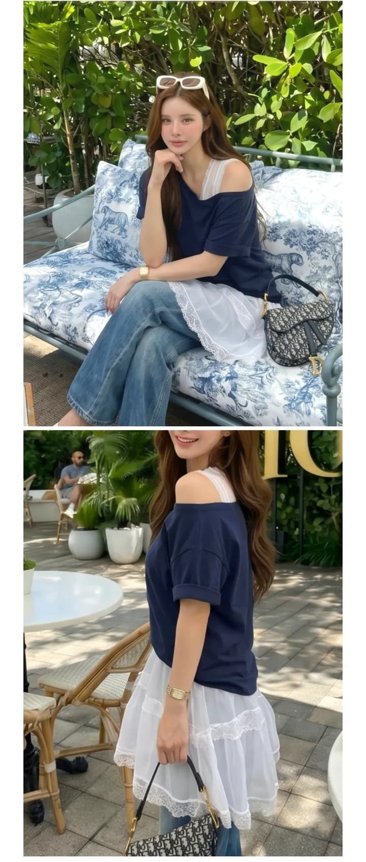 26 봄 여름 작은 대중 스택 착용 치마 한 부서 인터넷 색상 마이크로 ~을 통해 레이스 조각 불규칙 조끼 스커트 드레스 1023 상세 이미지 5