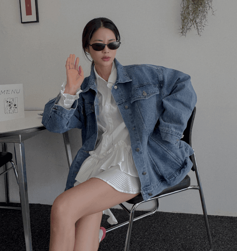 한국 새로운 작은 대중 디자인 센스 불규칙 스트라이프 셔츠 드레스 상세 이미지 12