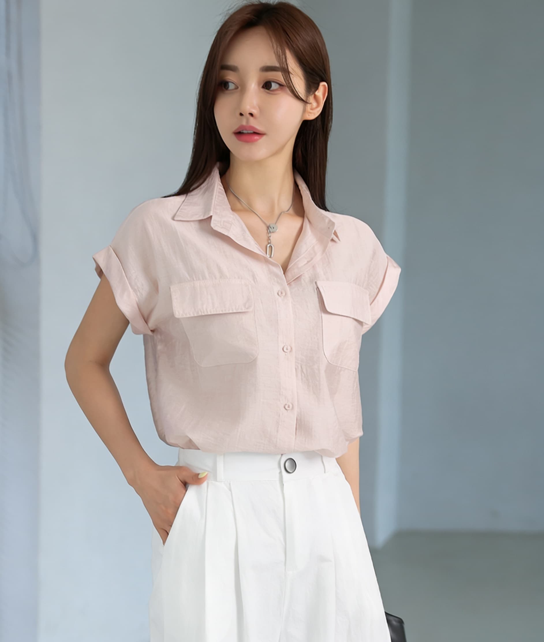 봄 여름 새로운 한국 스타일 루즈핏 모통이 칼 워시 물 면 넓은 다리 캐주얼 바지 9 분 바지 뒤에 허리밴드 이미지 3