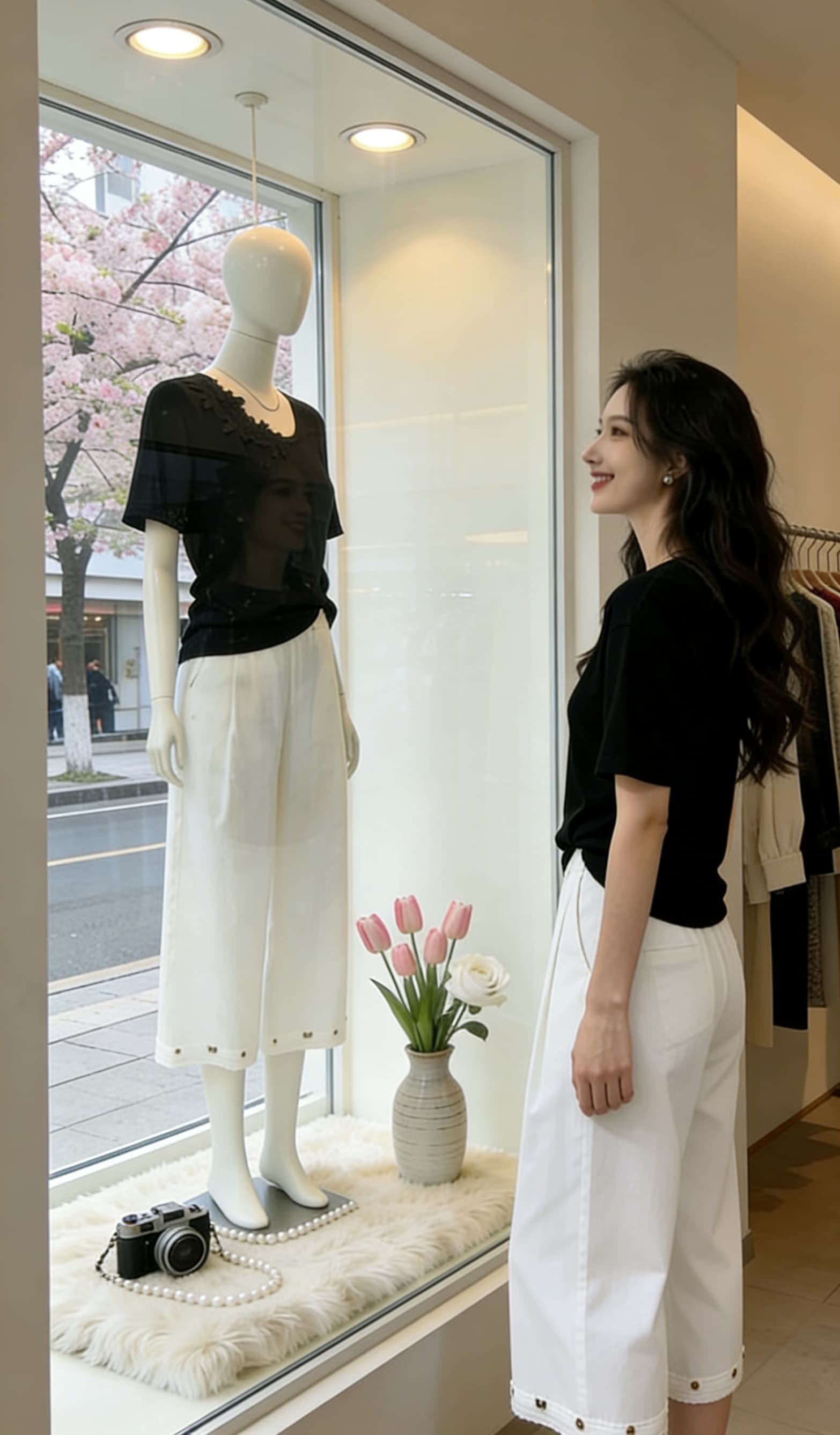 레이스 와이드 레그 팬츠 여름 워시 물 면 2026 새로운 8 분 바지 자외선 차단 캐주얼 바지 이미지 2