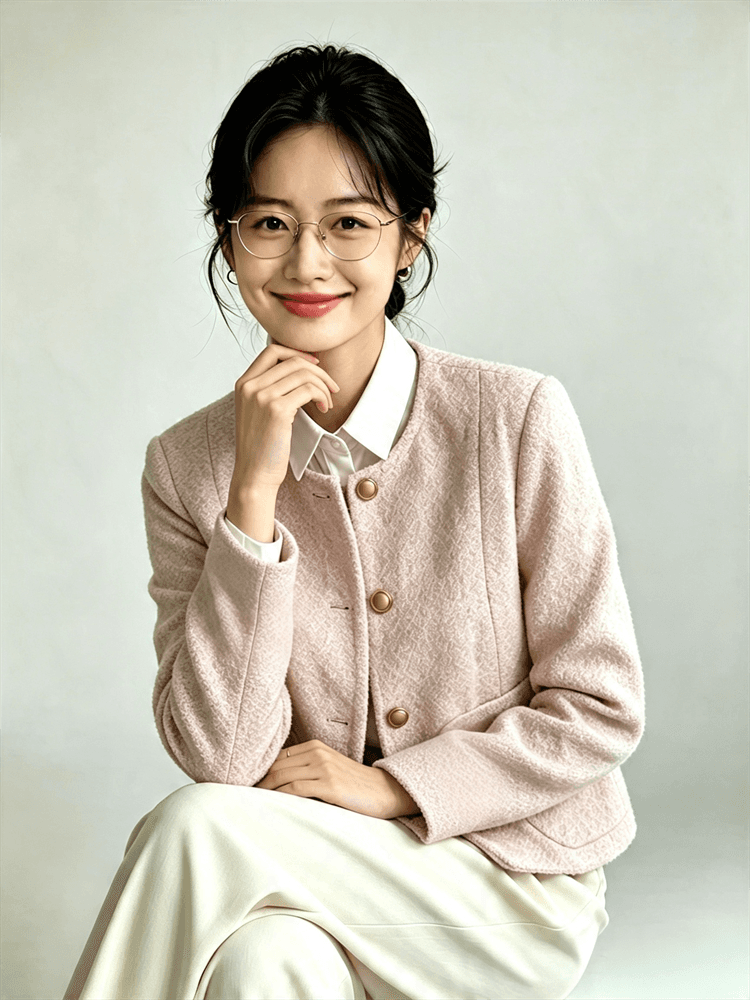 부드러운 핑크색 작은 샤넬 스타일 고급 센스 트위드 한 부서 작은 키 부유 한 가족 천 골드 짧은 외투 이미지 2