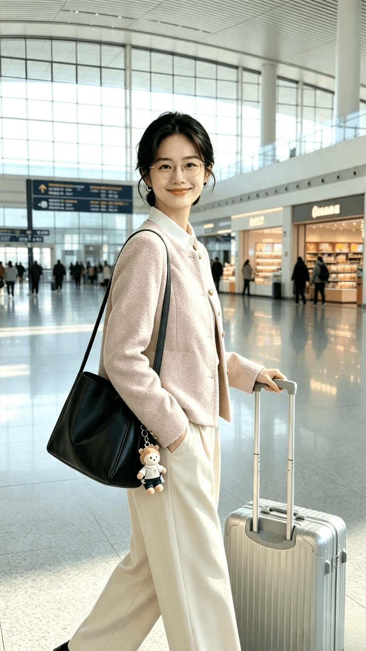 부드러운 핑크색 작은 샤넬 스타일 고급 센스 트위드 한 부서 작은 키 부유 한 가족 천 골드 짧은 외투 상세 이미지 5