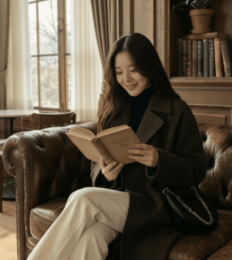 한 부서 고급 센스 레이스업 루즈핏 느긋한 바람을 피우다 롱 코트 모직 외투 상세 이미지 6