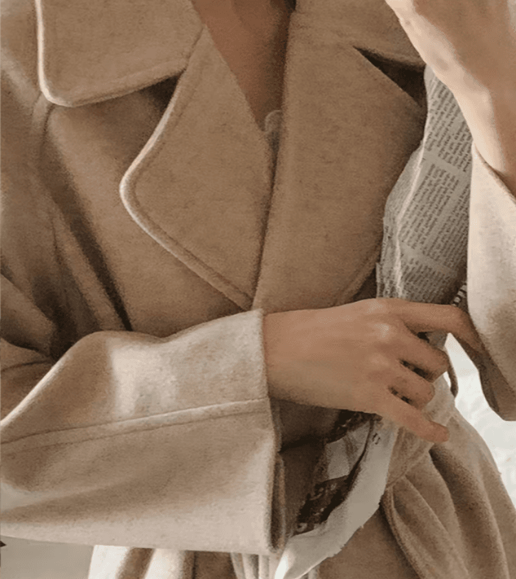 한 부서 고급 센스 레이스업 루즈핏 느긋한 바람을 피우다 롱 코트 모직 외투 상세 이미지 17