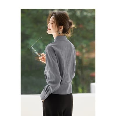 2026 봄 폭발 프랑스식 품격 출퇴근 허리 수축 슬림해 보이는 긴팔 셔츠 이미지 4
