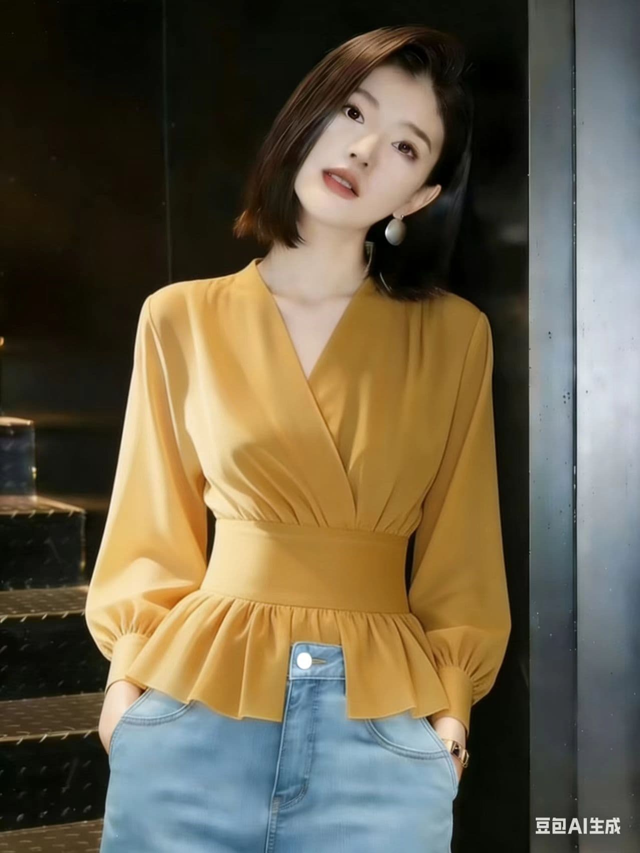 2026 가을 새로운 황색 셔츠 고급 센스 빛 럭셔리 연령 감소 외국 가스 허리 수축 슈퍼 잘 생긴 고유 한 아름다운 맨위 이미지 4