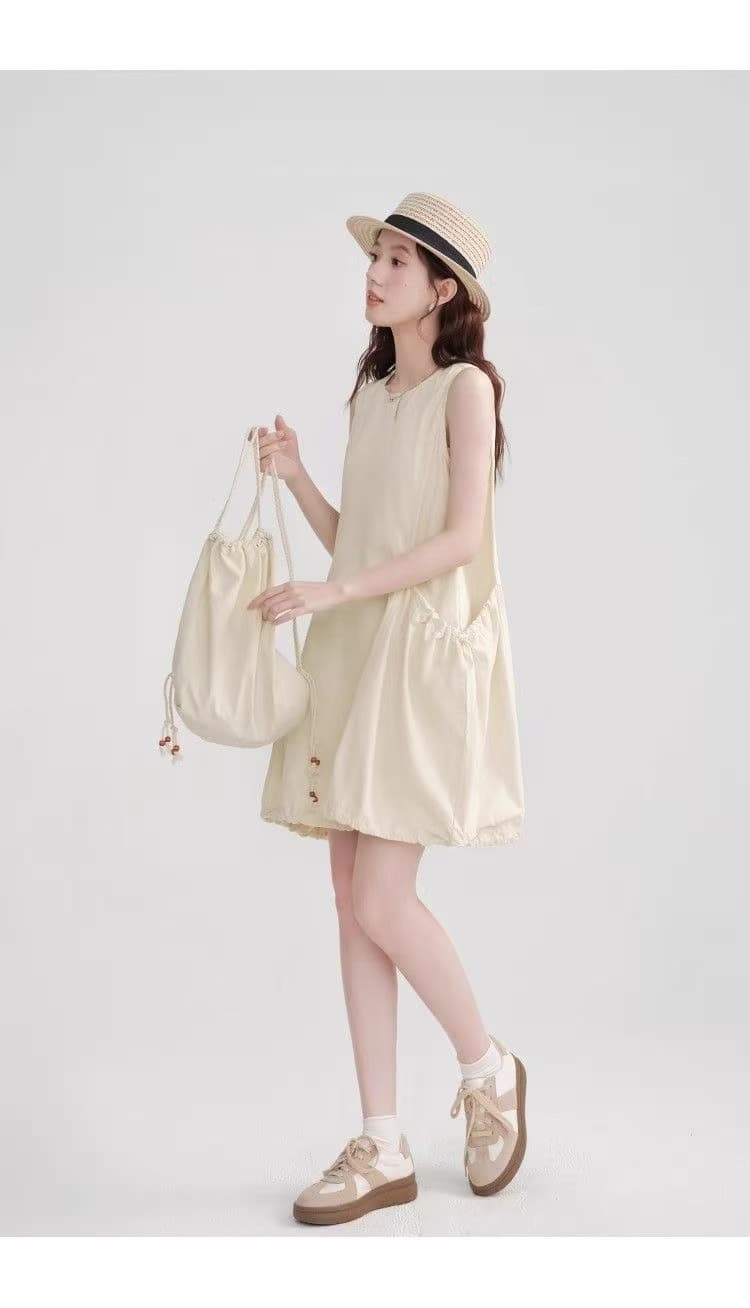 민소매 조끼 워크웨어 여성 드레스 여름 새로운 디자인 센스 캐주얼 작은 키 느슨함 센스 꽃밭 치마 이미지 3