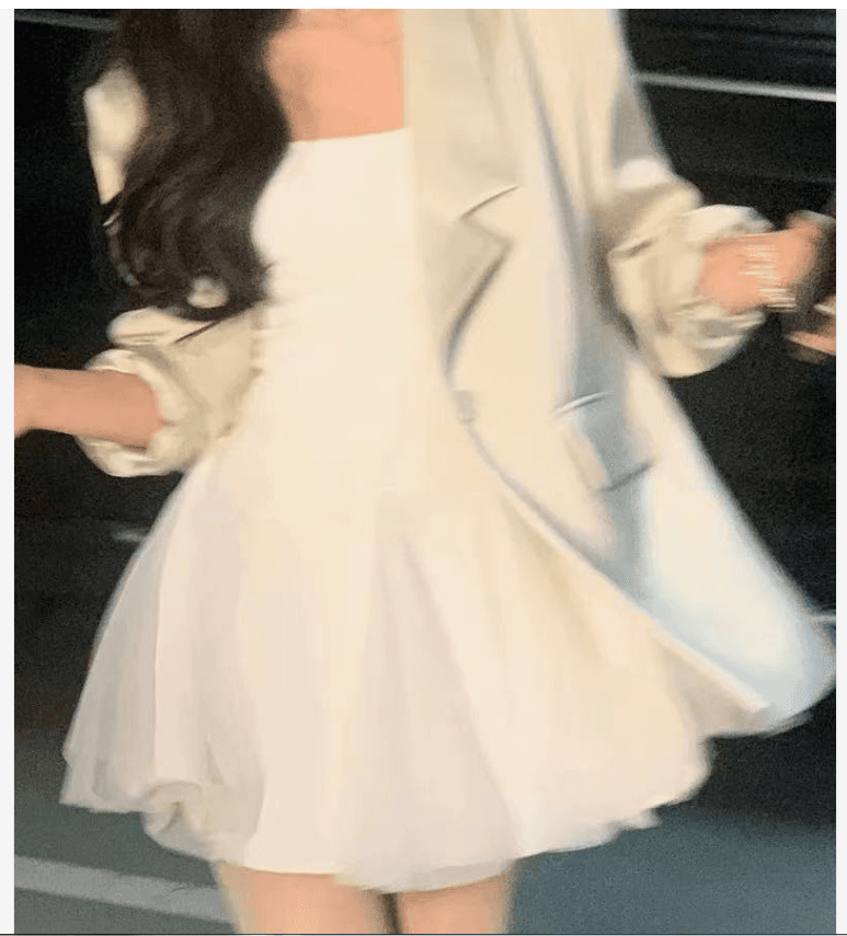 화이트 슬립 여성 드레스 새로운 망사 퍼프 요정 고급 센스 라이센스 치마 상세 이미지 23