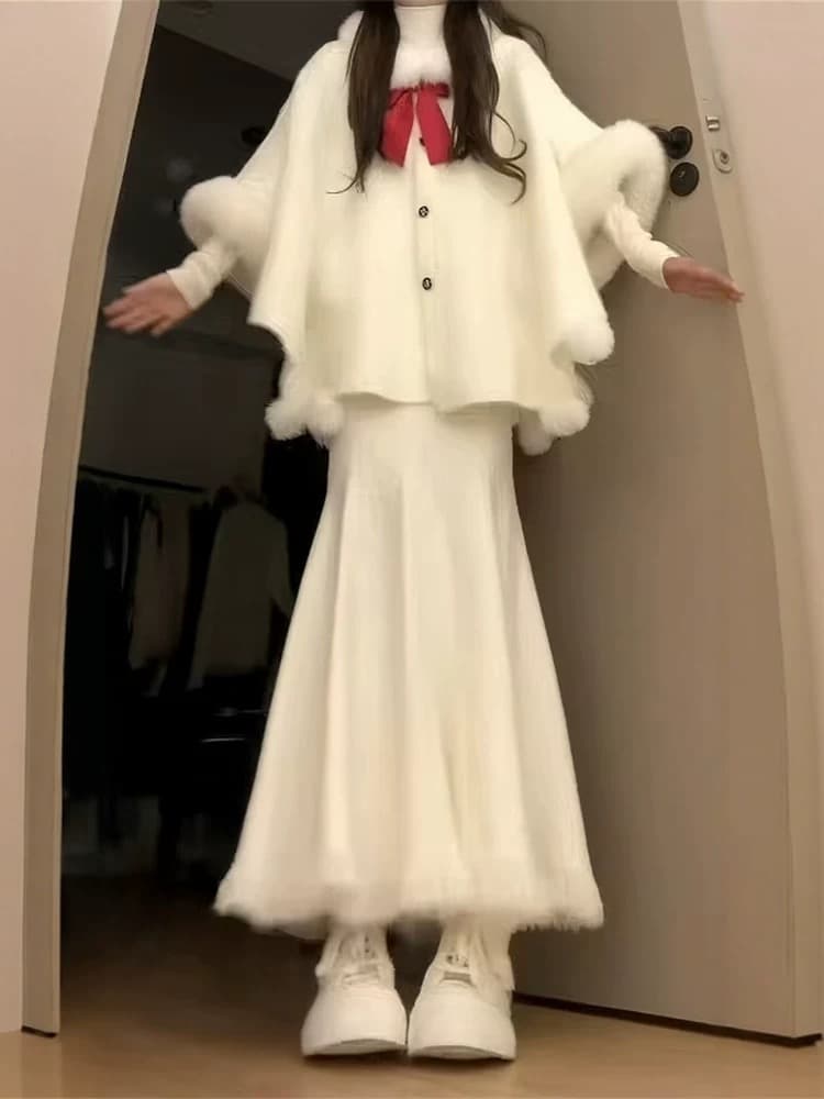 천 금빛 바람 레트로 빨간색 모피 칼라 망토 숄 재킷 여성 겨울 새로운 플리스 칼라 코트 신년 착용 가져 가라. 로브 상세 이미지 13