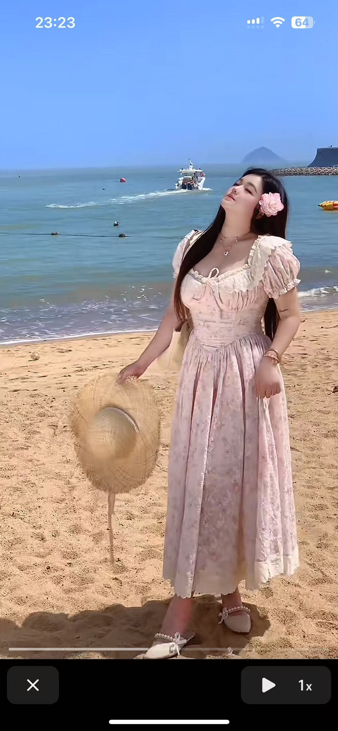 sweet 소녀 아침 차 마이크로 지방 mm 빅 사이즈 순수한 욕망 거품 소매 꽃무늬 여름 달콤함 허리 수축 슬림해 보이는 드레스 상세 이미지 8