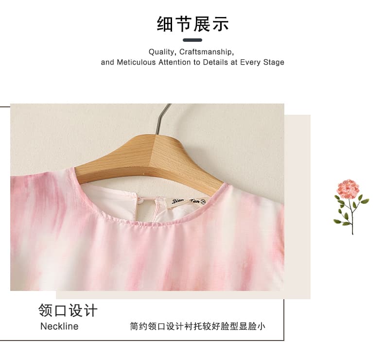 실사 핑크색 휴가 요정 드레스 여름 연령 감소 작은 대중 절묘한 낭만주의 민소매 길다 치마 상세 이미지 4