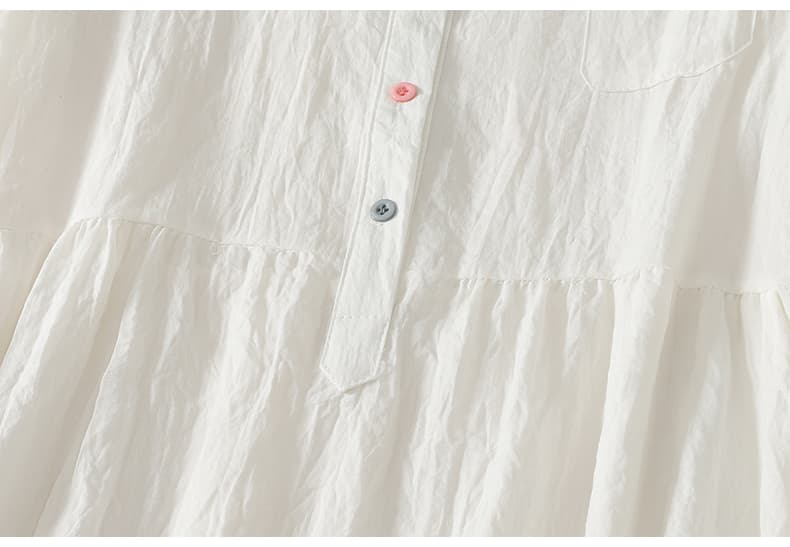 실사 느긋한 바람 작은 폴로 칼라 반팔 여성 드레스 여름 새로운 루즈핏 슬림해 보이는 롱 스커트 상세 이미지 11