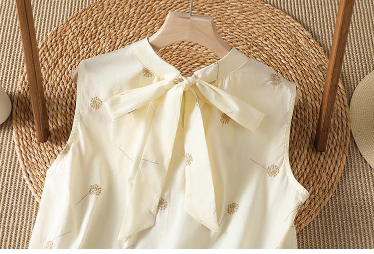 실사 무거운 작업 자수 문예 레트로 순수한 라미 레이스업 베스트 조끼 여성 의류 민소매 맨위 상세 이미지 16