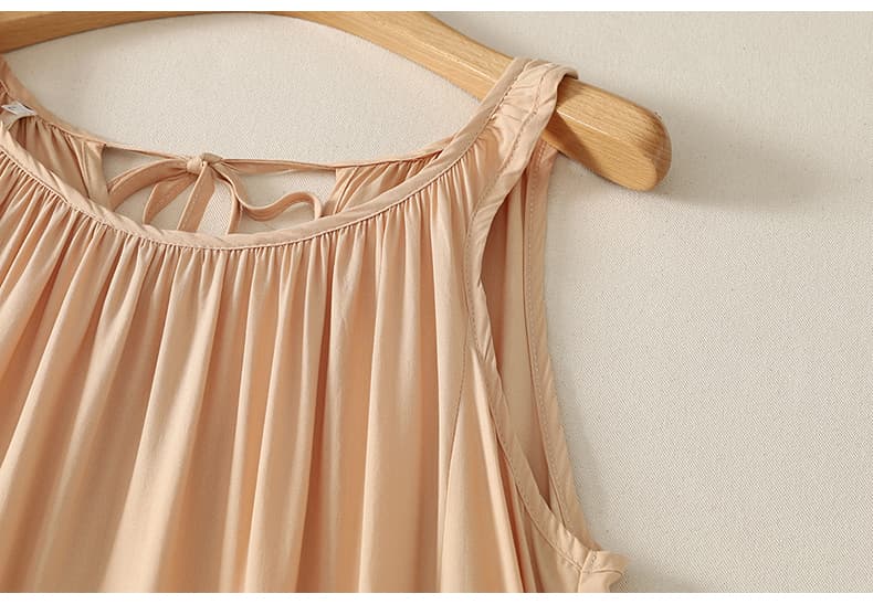 실사 행침 목 롱 코트 한 마디 민소매 면 린넨 여성 드레스 여름 상세 이미지 11