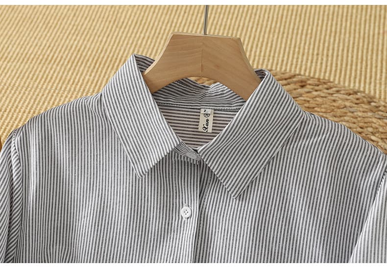 실사 POLO 칼라 스트라이프 긴팔 여성 셔츠 레트로 연령 감소 맨위 2026 새로운 만나는 셔츠 상세 이미지 11
