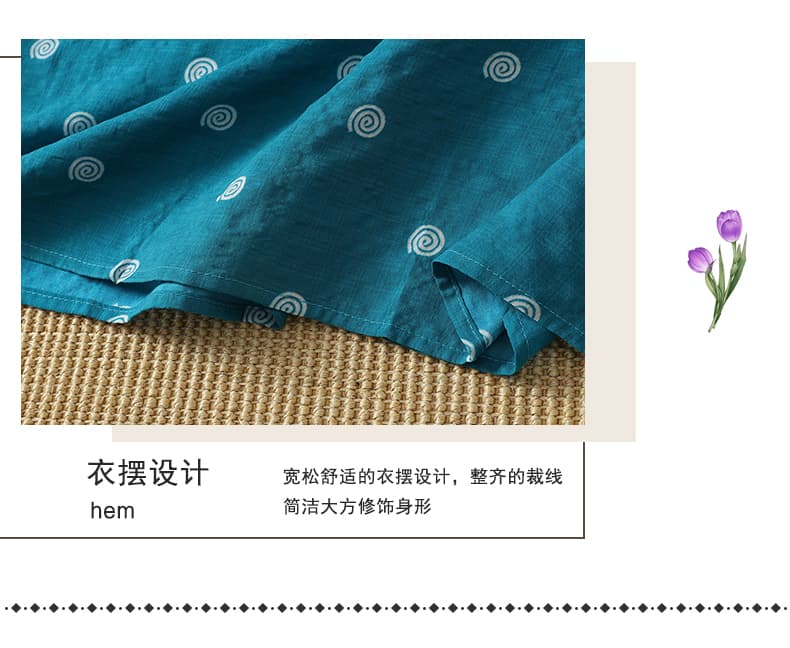 실사 프린트 조끼 스커트 플러스 롱 코트 문예 레트로 스타일 루즈핏 빅 사이즈 드레스 슬림해 보이는 여성 상세 이미지 6