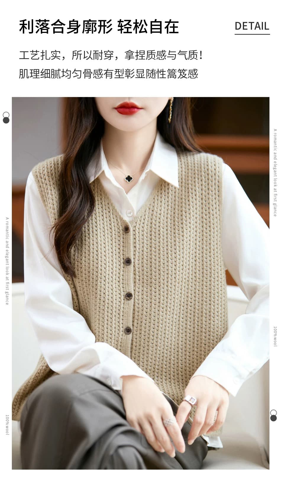 2026 이른 봄 새로운 베스트 니트 홀로우 아웃 루즈핏 카디건 스택 입 가져 가라. 유물 오픈 가디건 어깨 상세 이미지 5