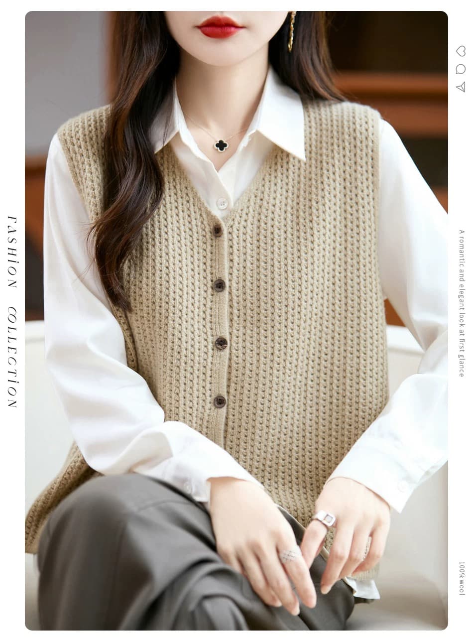 2026 이른 봄 새로운 베스트 니트 홀로우 아웃 루즈핏 카디건 스택 입 가져 가라. 유물 오픈 가디건 어깨 상세 이미지 9