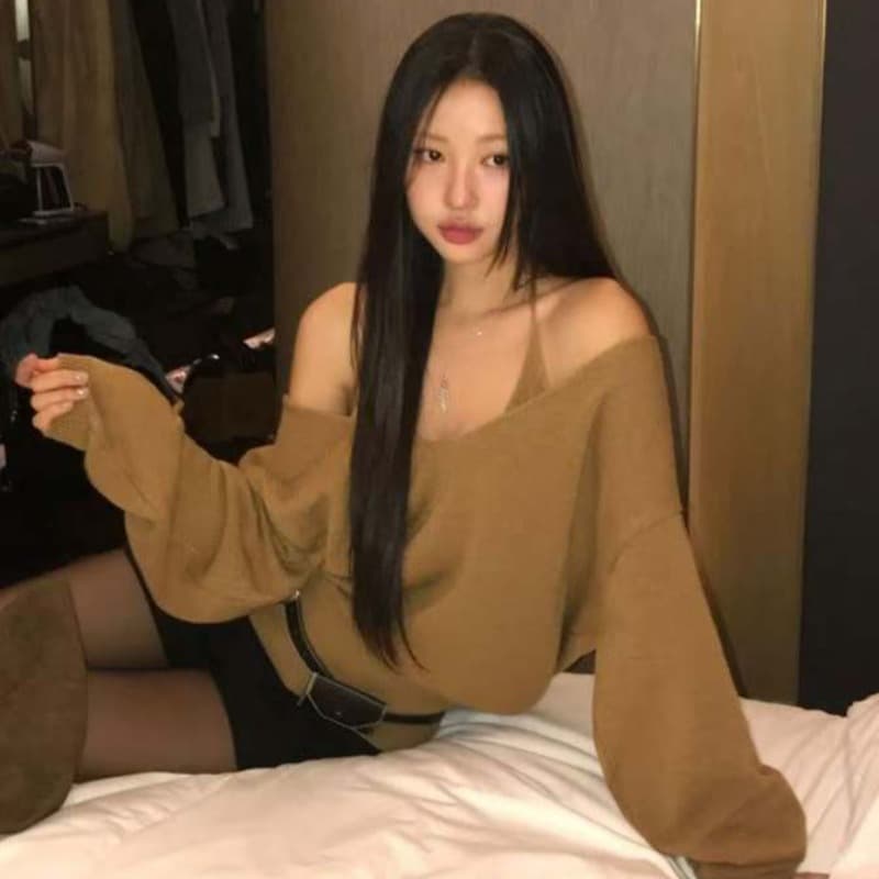 2026 새로운 가을 행침 목 백리스 슬립 니트 맨위 세트 이미지 5
