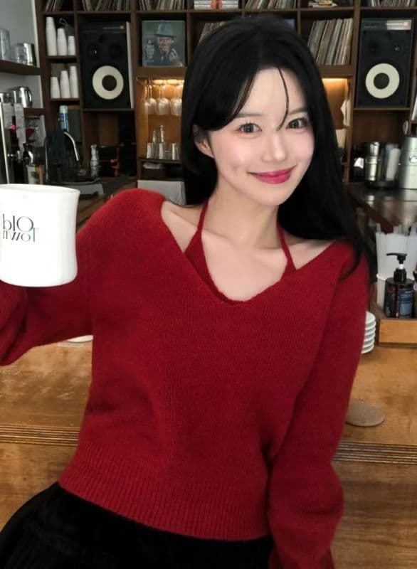 2026 새로운 가을 행침 목 백리스 슬립 니트 맨위 세트 상세 이미지 17