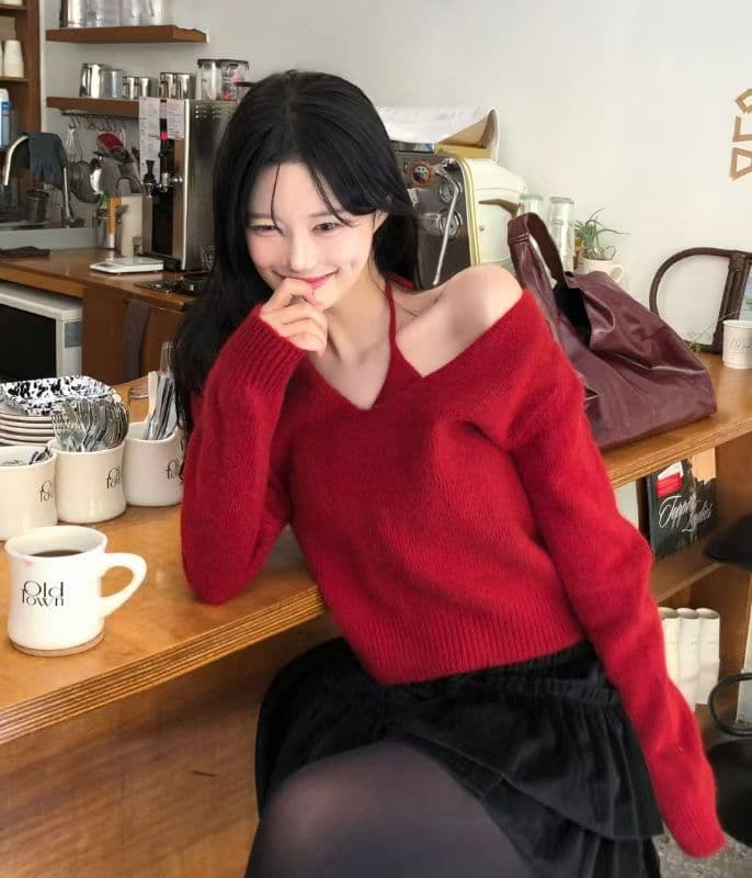 2026 새로운 가을 행침 목 백리스 슬립 니트 맨위 세트 상세 이미지 19