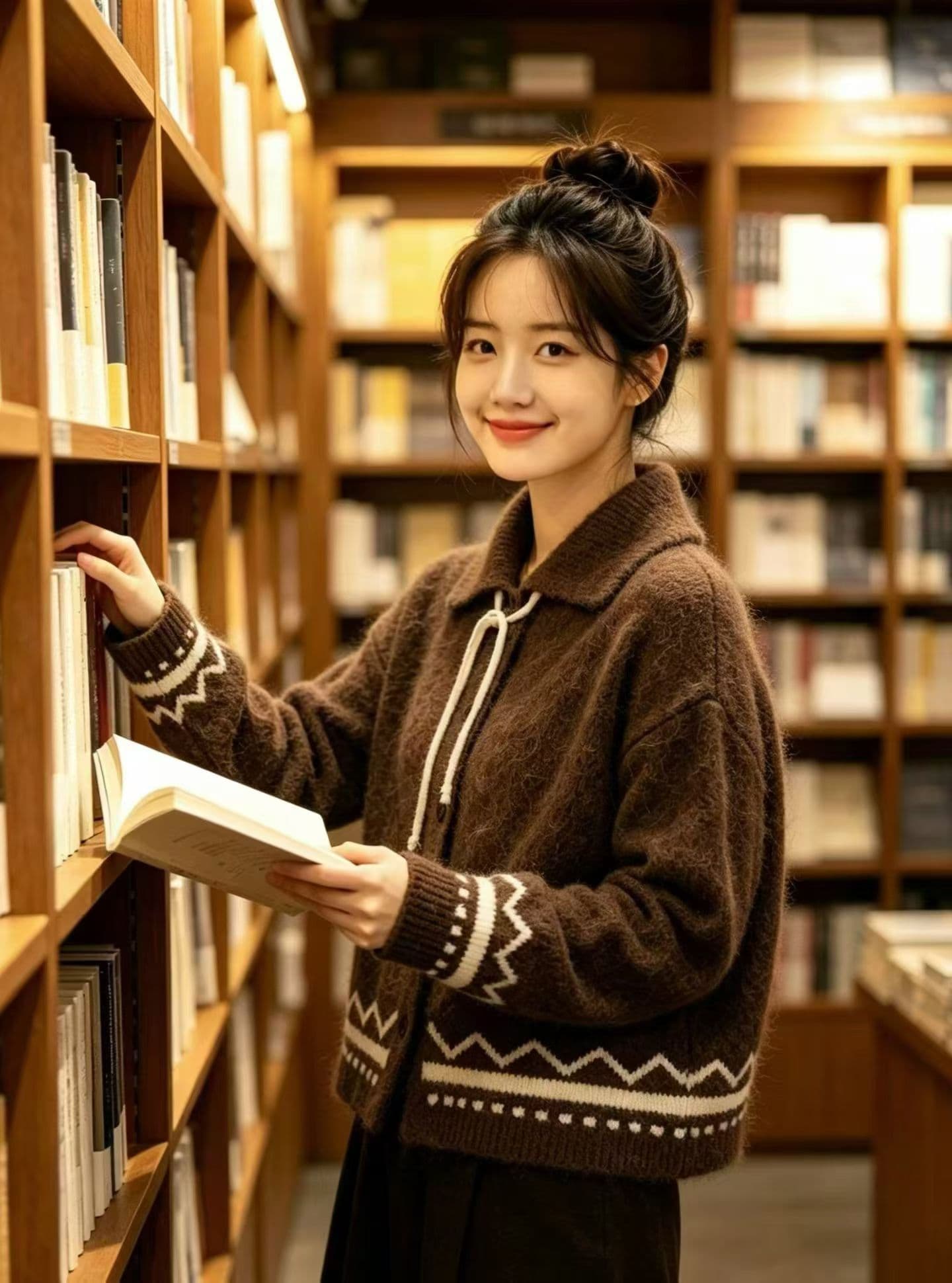 폴로 칼라 레이스업 스웨터 여성 코트 봄 가을 겨울 새로운 그리드 레이 부서 회색 니트 오픈 가디건 레트로 자카드 맨위 상세 이미지 5