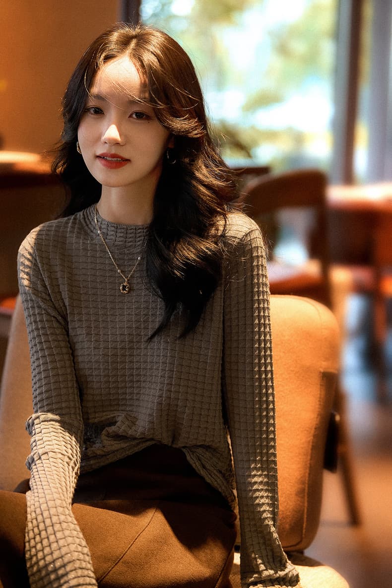 프랑스식 고급 익스트림 제인 바람 라운드 넥 약화 된 털 니트 스웨터 인사이드 가져 가라. 여성 긴 소매 얇은 슬림해 보이는 다용도 만나는 빛 요리 한 바람 상세 이미지 2