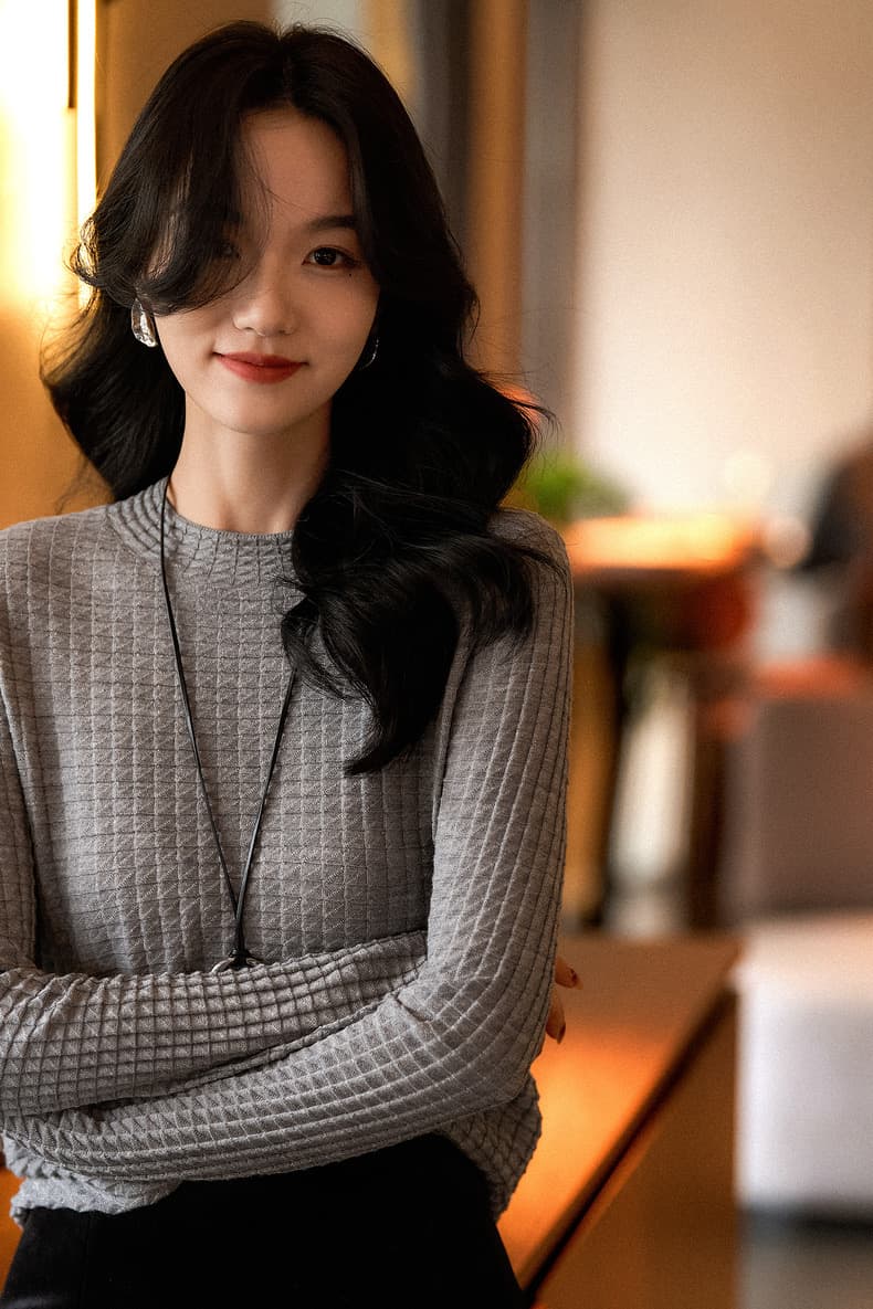 프랑스식 고급 익스트림 제인 바람 라운드 넥 약화 된 털 니트 스웨터 인사이드 가져 가라. 여성 긴 소매 얇은 슬림해 보이는 다용도 만나는 빛 요리 한 바람 상세 이미지 18