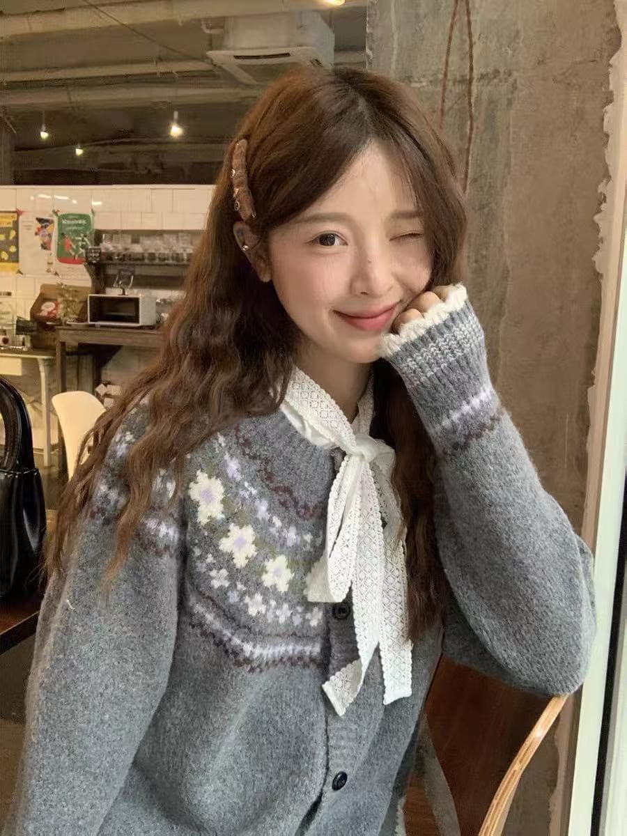 공정한 섬 스웨터 오픈 가디건 가을 새로운 한 부서 부드러운 레트로 분위기 센스 느긋한 슬림해 보이는 재킷 상세 이미지 4