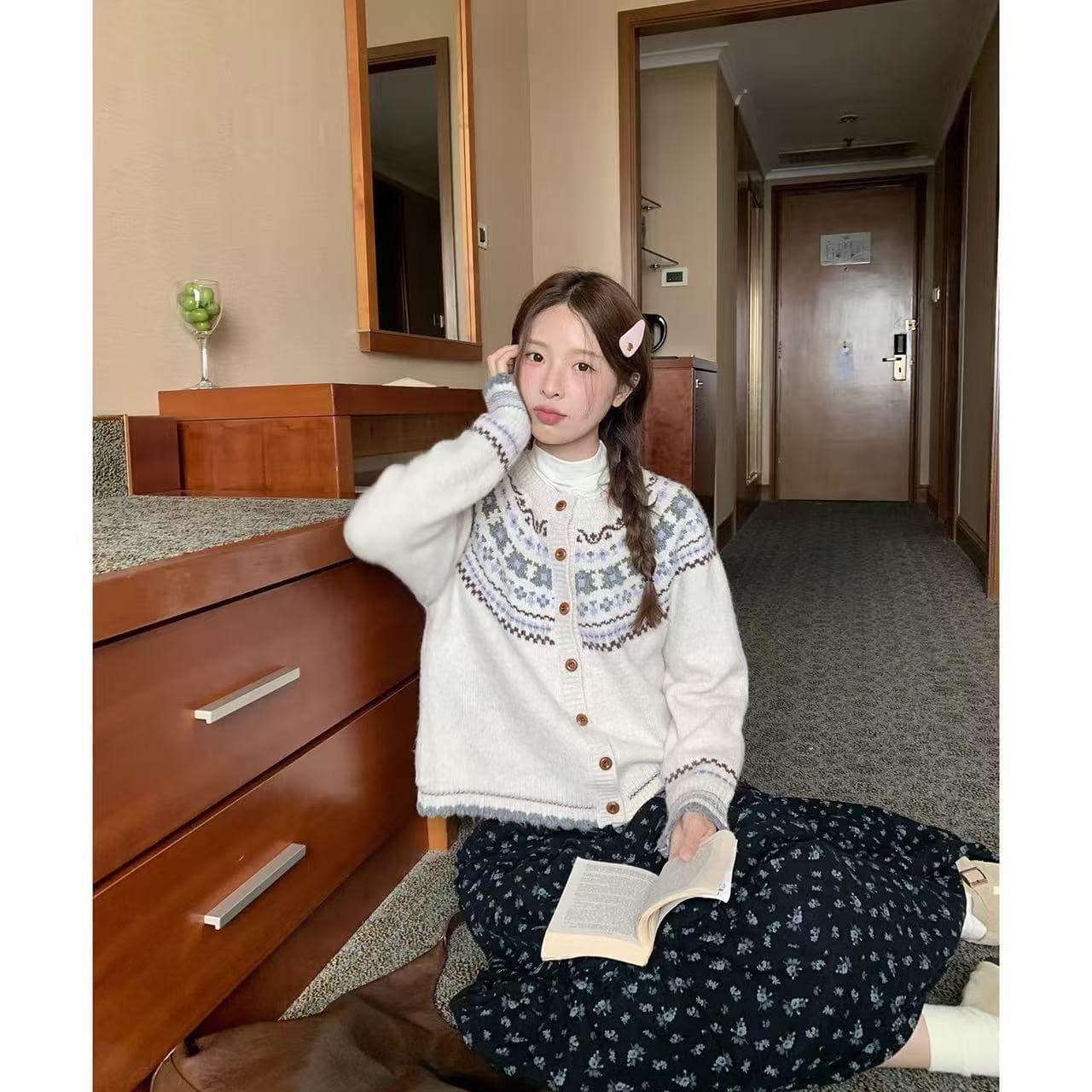 공정한 섬 스웨터 오픈 가디건 가을 새로운 한 부서 부드러운 레트로 분위기 센스 느긋한 슬림해 보이는 재킷 상세 이미지 5