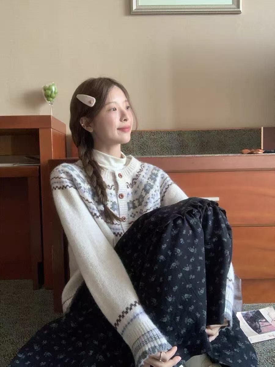 공정한 섬 스웨터 오픈 가디건 가을 새로운 한 부서 부드러운 레트로 분위기 센스 느긋한 슬림해 보이는 재킷 상세 이미지 7